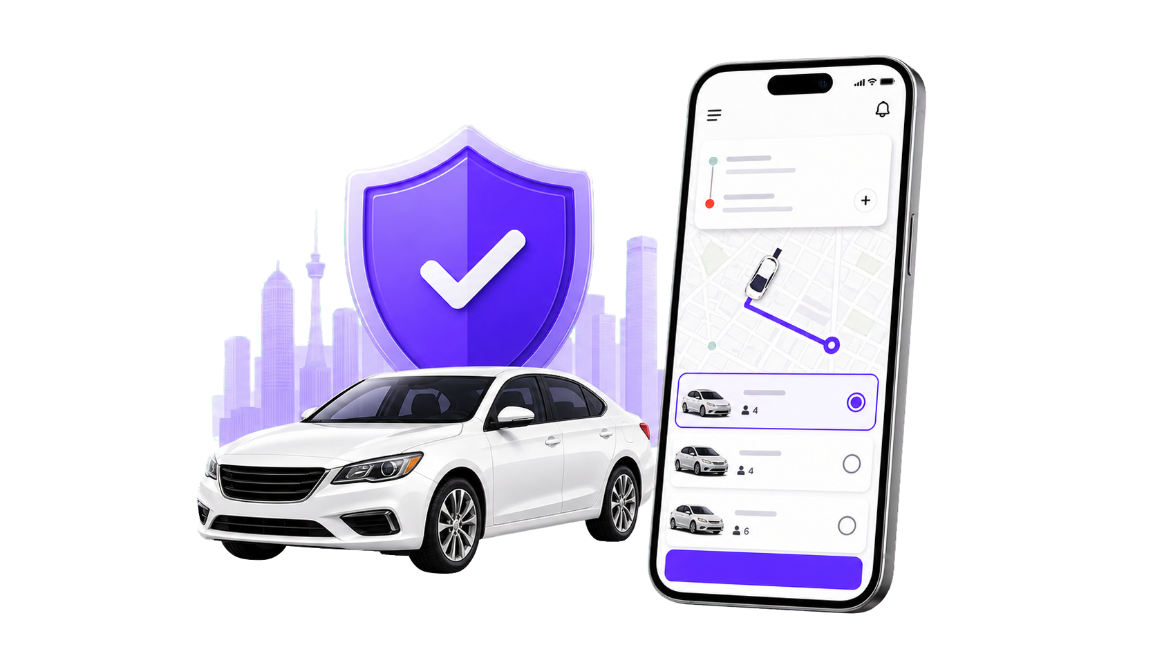 Gofast safety shield, car and app tracking preview